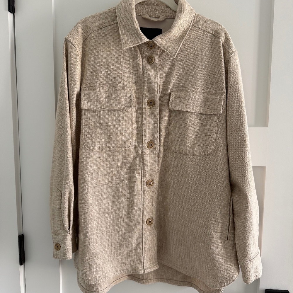 BANANA REPUBLIC Heavy Weight Woven Linen like Shacket Petite L